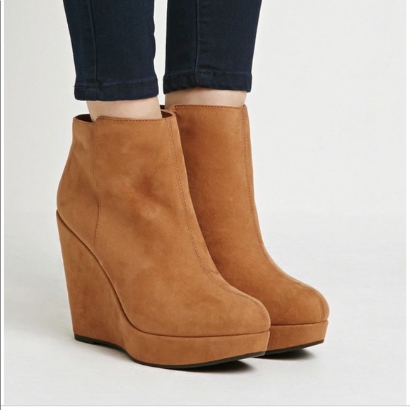 Forever 21 Shoes - Faux Suede Wedge Ankle Boots